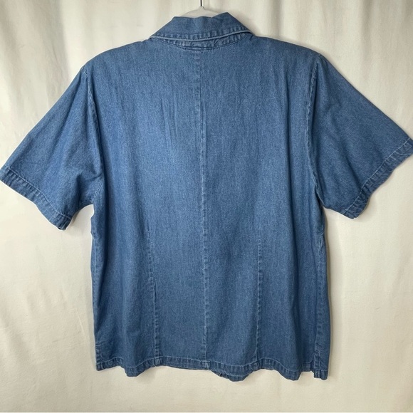 Vintage Denim Shirt Pineapple Palm Tree‎ Embroidery Hawaiian Size L - Picture 3 of 13